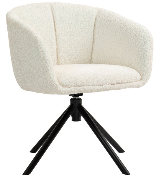 HOMCOM Poltrona, sedia imbottita con seduta confortevole, girevole, rivestimento accogliente, fino a 120 kg, Bianco crema
