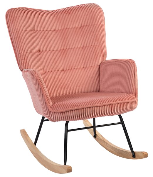 HOMCOM Sedia a Dondolo, Poltrona Relax, Sedia a Dondolo, portata fino a 120 kg, Poliestere, 98 x 71 x 101 cm, Rosa
