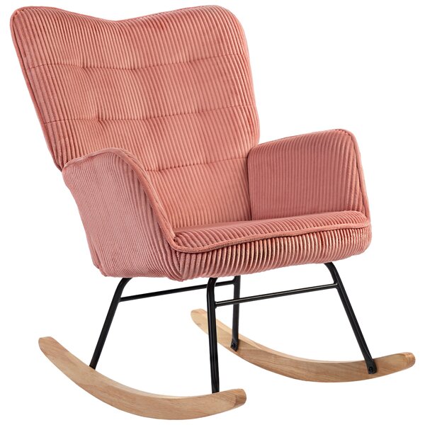 HOMCOM Sedia a Dondolo, Poltrona Relax, Sedia a Dondolo, portata fino a 120 kg, Poliestere, 98 x 71 x 101 cm, Rosa