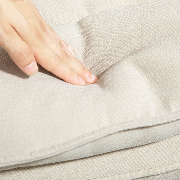 HOMCOM Sedia a Dondolo, Sedile Largo, Altezza Schienale, Telaio in Faggio, Fino a 120 kg, Beige