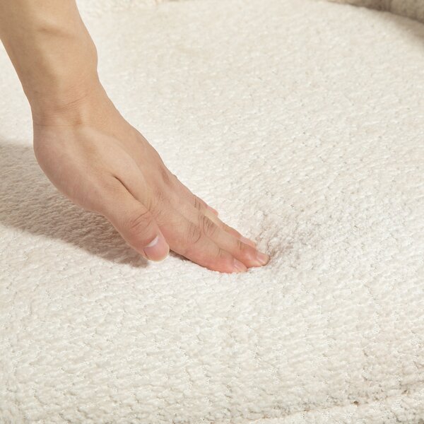 HOMCOM Poltrona, sedia imbottita con seduta confortevole, girevole, rivestimento accogliente, fino a 120 kg, Bianco crema