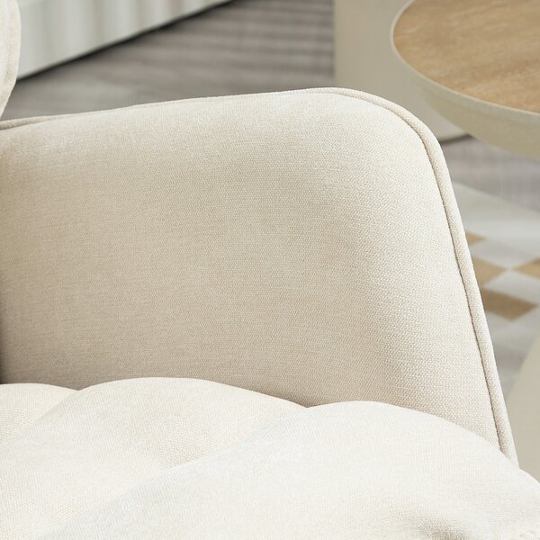 HOMCOM Sedia a Dondolo, Sedile Largo, Altezza Schienale, Telaio in Faggio, Fino a 120 kg, Beige