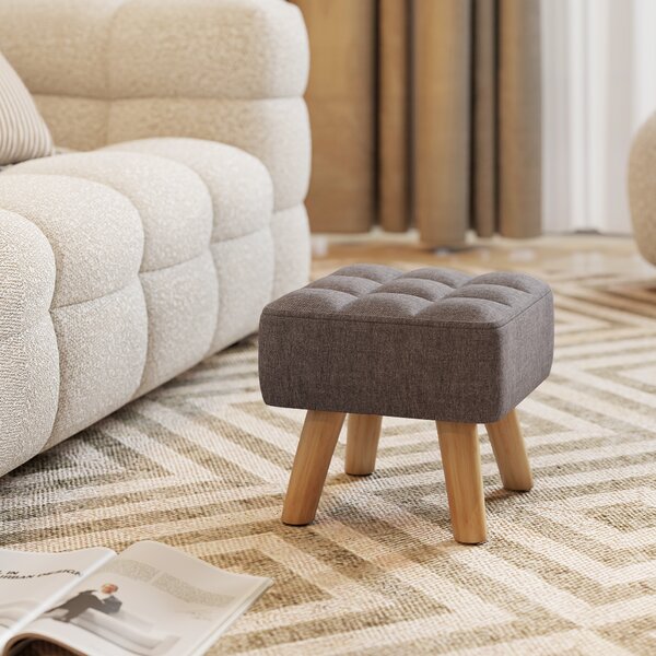 HOMCOM Poggia Piedi Imbottito con Aspetto Lino, Gambe in Legno, fino a 110 kg, Grigio | Aosom Italy