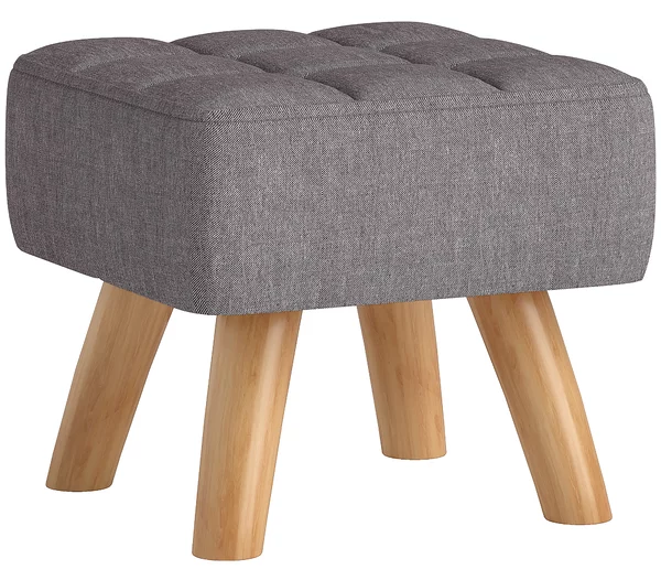 HOMCOM Poggia Piedi Imbottito con Aspetto Lino, Gambe in Legno, fino a 110 kg, Grigio | Aosom Italy