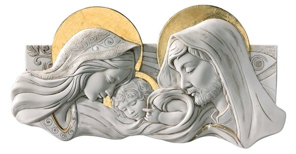 Bongelli Preziosi Capezzale da parete piccolo La Sacra Famiglia in marmorino bianco -