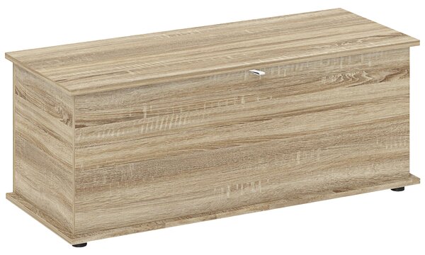 HOMCOM Cassapanca, panca da stoccaggio con coperchio ribaltabile e cerniere di sicurezza, 100 x 40 x 40 cm, naturale | Aosom Italy