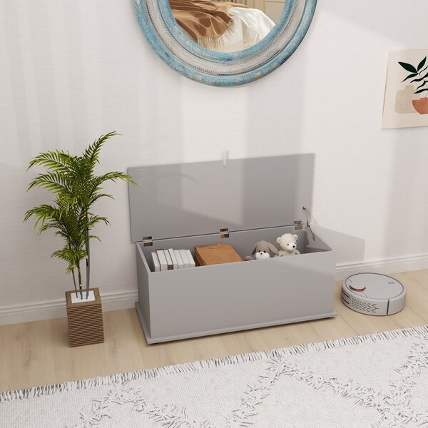 HOMCOM Baule contenitore, panca contenitore con coperchio ribaltabile e cerniere di sicurezza, 100 x 40 x 40 cm, grigio | Aosom Italy
