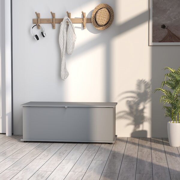 HOMCOM Baule contenitore, panca contenitore con coperchio ribaltabile e cerniere di sicurezza, 100 x 40 x 40 cm, grigio | Aosom Italy