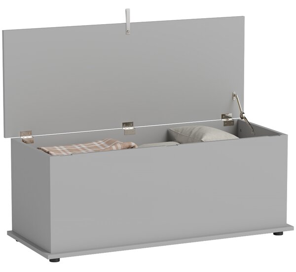 HOMCOM Baule contenitore, panca contenitore con coperchio ribaltabile e cerniere di sicurezza, 100 x 40 x 40 cm, grigio | Aosom Italy