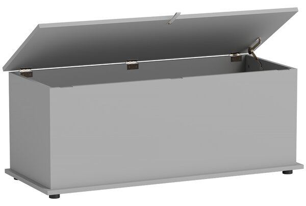 HOMCOM Baule contenitore, panca contenitore con coperchio ribaltabile e cerniere di sicurezza, 100 x 40 x 40 cm, grigio | Aosom Italy
