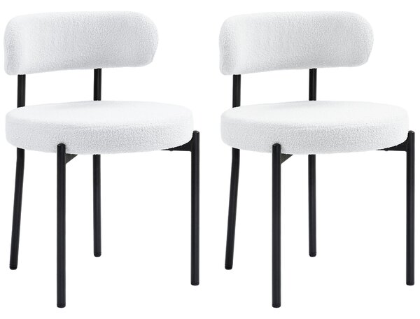 HOMCOM Set da 2 Sedie da pranzo, Imbottitura in fleece, Sedie con sedile imbottito, Gambe in metallo, Bianco crema | Aosom Italy