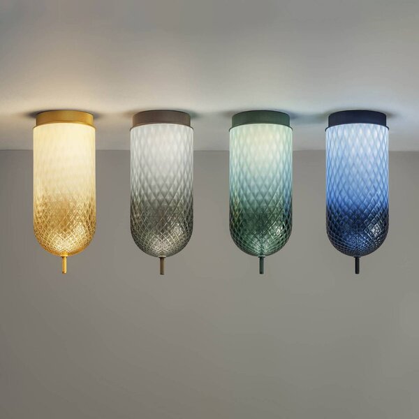OLEV Plafoniera a LED Curuba, Verde, Soggiorno / Sala da pranzo, Vetro, Design, Plafoniera LED