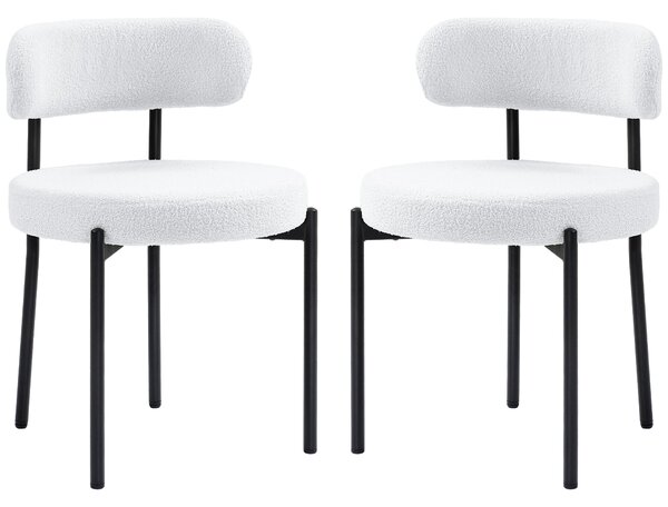 HOMCOM Set da 2 Sedie da pranzo, Imbottitura in fleece, Sedie con sedile imbottito, Gambe in metallo, Bianco crema | Aosom Italy