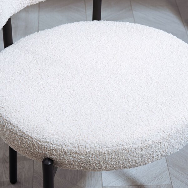 HOMCOM Set da 2 Sedie da pranzo, Imbottitura in fleece, Sedie con sedile imbottito, Gambe in metallo, Bianco crema | Aosom Italy