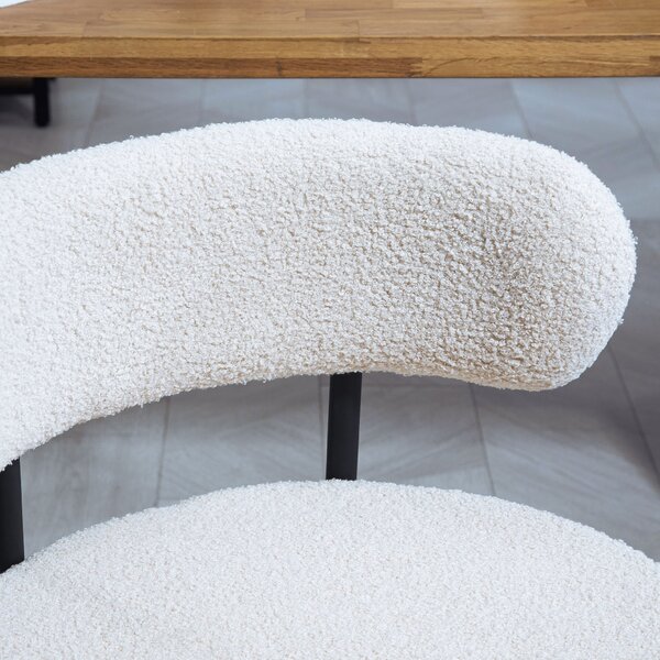 HOMCOM Set da 2 Sedie da pranzo, Imbottitura in fleece, Sedie con sedile imbottito, Gambe in metallo, Bianco crema | Aosom Italy