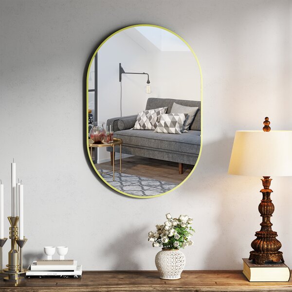 HOMCOM Specchio da Bagno Ovale 60x90 cm Specchio Decorativo da Parete con Cornice in Alluminio per Soggiorno Orizzontale o Verticale Dorato | Aosom Italy