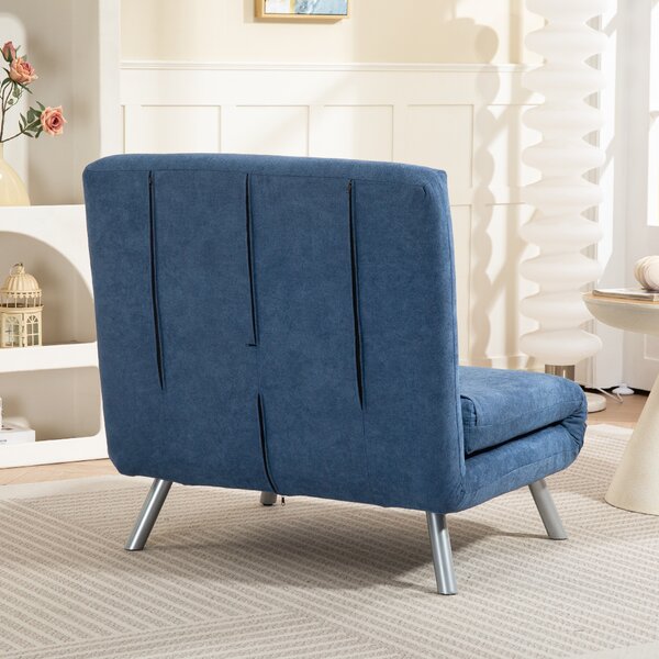 HOMCOM Poltrona con funzione letto, design 2-in-1, poltrona letto, ospite letto, rivestimento in tessuto, con cuscino, Blu | Aosom Italy