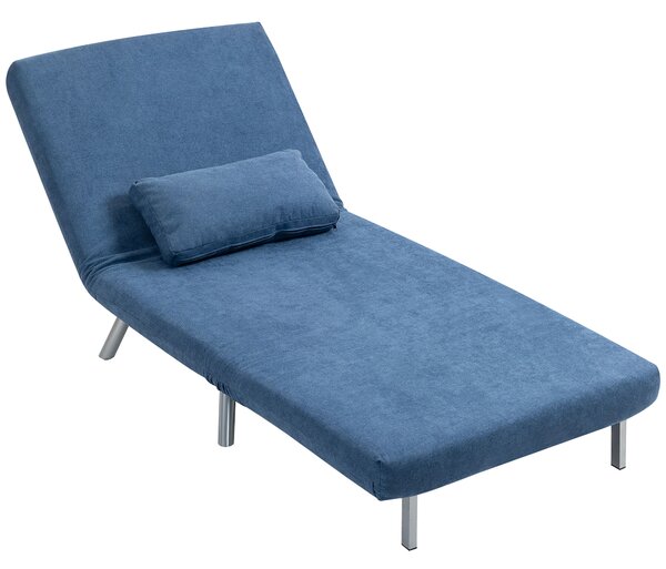 HOMCOM Poltrona con funzione letto, design 2-in-1, poltrona letto, ospite letto, rivestimento in tessuto, con cuscino, Blu | Aosom Italy