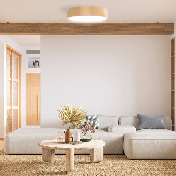 Plafoniera soffitto Cleo DR800 TEMAR LIGHTING, dimmerabile, Legno chiaro, Soggiorno / Sala da pranzo, Legno, Moderno, Plafoniera