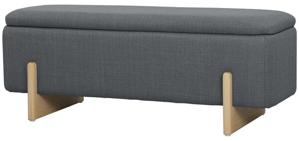 HOMCOM Pouf con Spazio di Archiviazione, Panca con Imbottitura in Schiuma, Tessuto Effetto Lino, 111 x 44 x 44,5 cm, Grigio scuro | Aosom Italy