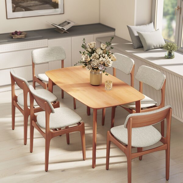 HOMCOM Tavolo da pranzo rettangolare per 6 persone tavolo da cucina 150 cm in legno massiccio 150 x 80 x 76 cm legno naturale | Aosom Italy