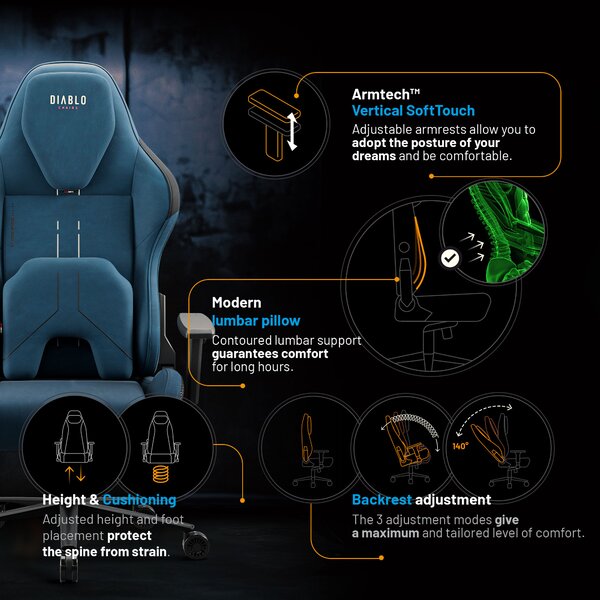 Sedia Da Gaming Diablo X.One Prime, Normal Size, Meta Ocean