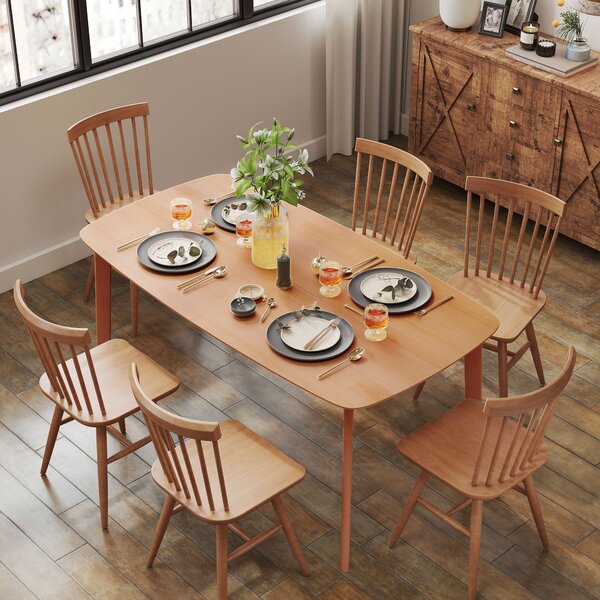 HOMCOM Tavolo da pranzo rettangolare per 6 persone tavolo da cucina 150 cm in legno massiccio 150 x 80 x 76 cm legno naturale | Aosom Italy