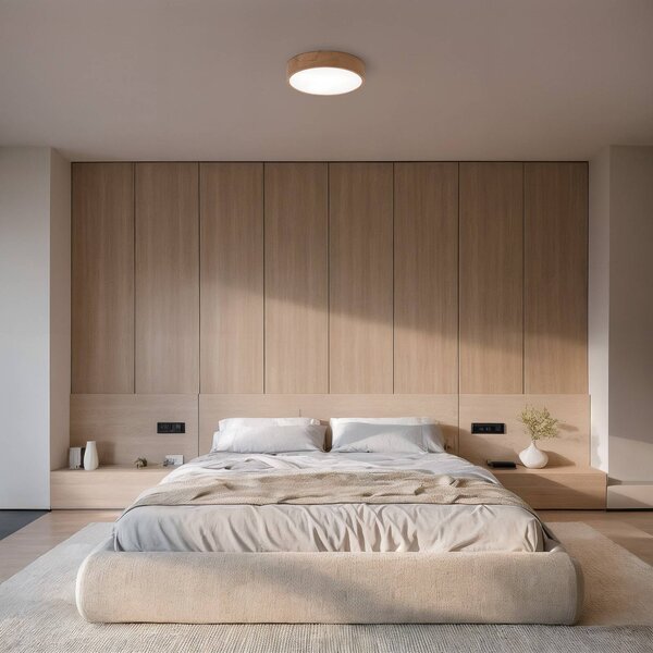 Plafoniera soffitto Cleo DR800 TEMAR LIGHTING, dimmerabile, Legno chiaro, Soggiorno / Sala da pranzo, Legno, Moderno, Plafoniera