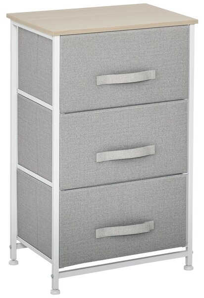 HOMCOM Comò moderno con 3 cassetti in tessuto, telaio in acciaio e truciolato, 45 x 30 x 71 cm, grigio | Aosom Italy