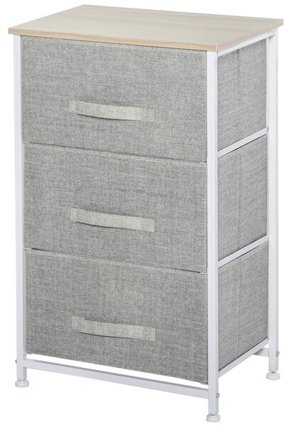 HOMCOM Comò moderno con 3 cassetti in tessuto, telaio in acciaio e truciolato, 45 x 30 x 71 cm, grigio | Aosom Italy