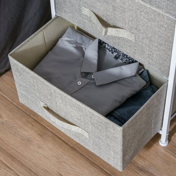 HOMCOM Comò moderno con 3 cassetti in tessuto, telaio in acciaio e truciolato, 45 x 30 x 71 cm, grigio | Aosom Italy
