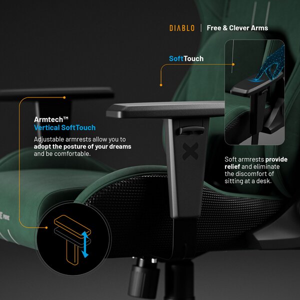Sedia gaming verde Normal Size: Diablo X-One Prime Forest Green