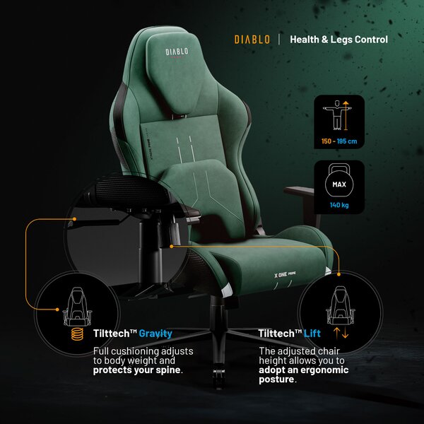 Sedia gaming verde Normal Size: Diablo X-One Prime Forest Green