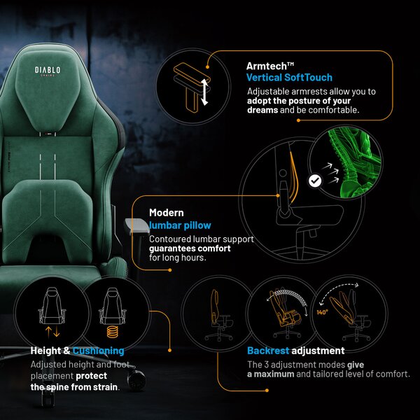 Sedia gaming verde Normal Size: Diablo X-One Prime Forest Green
