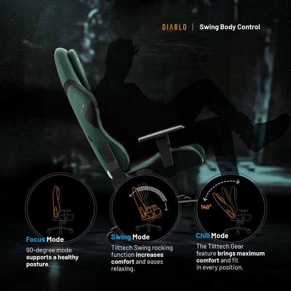 Sedia gaming verde Normal Size: Diablo X-One Prime Forest Green