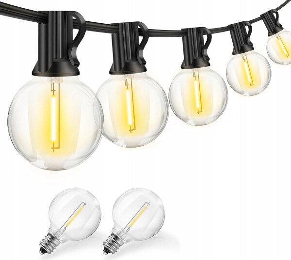 Catena luminosa decorativa LED per esterni 20xE12/1W/230V, 20 m, IP65, nera