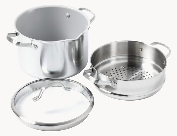 Pentola antiaderente con inserto a vapore e coperchio Venice Pro, set da 3