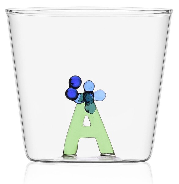Ichendorf Bicchiere in vetro tumbler con alfabeto fiorito lettera "A" - GreenWood