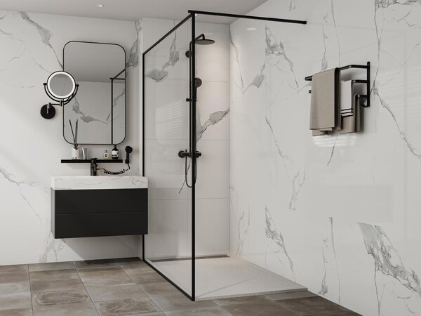 Piatto per doccia da posare o da a incasso 160 x 90 cm in Resina Bianco - LYROSA