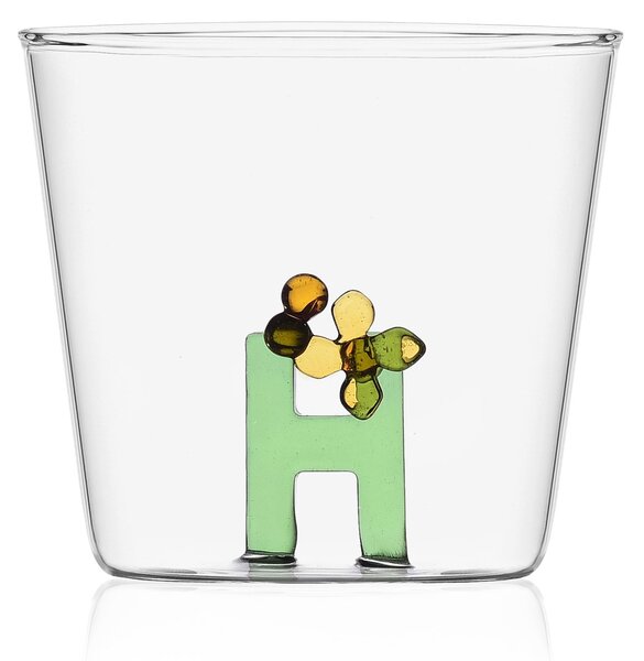 Ichendorf Bicchiere in vetro tumbler con alfabeto fiorito lettera "H" - GreenWood