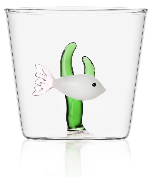 Ichendorf Bicchiere in vetro per aperitivi con all'interno pesciolino Marine Garden Vetro Verde