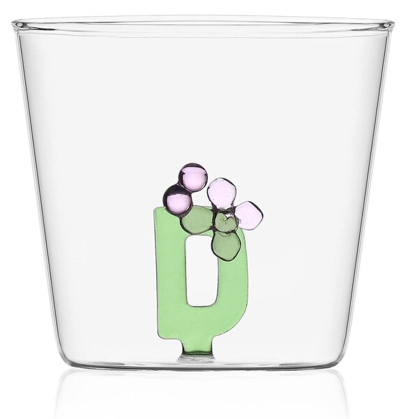 Ichendorf Bicchiere in vetro tumbler con alfabeto fiorito lettera "D" - GreenWood