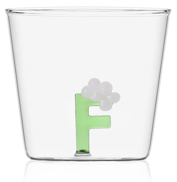 Ichendorf Bicchiere in vetro tumbler con alfabeto fiorito lettera "F" - GreenWood