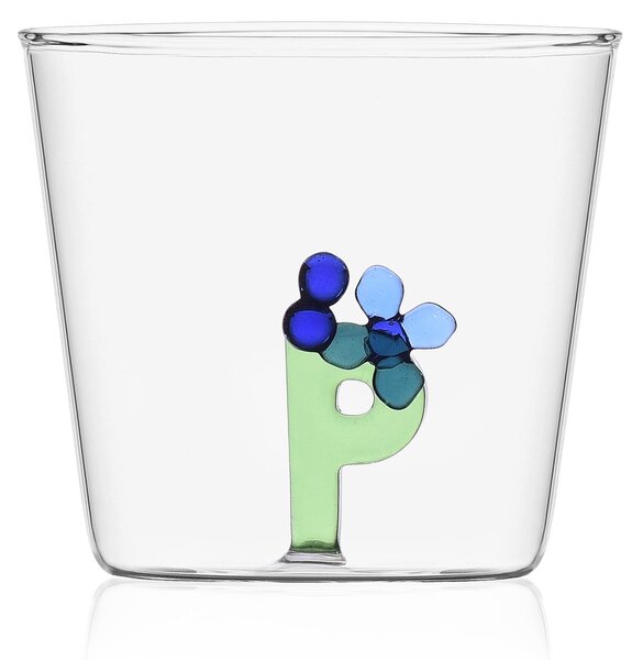 Ichendorf Bicchiere in vetro tumbler con alfabeto fiorito lettera "P" - GreenWood
