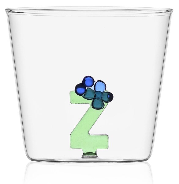 Ichendorf Bicchiere in vetro tumbler con alfabeto fiorito lettera "Z" GreenWood Vetro Verde