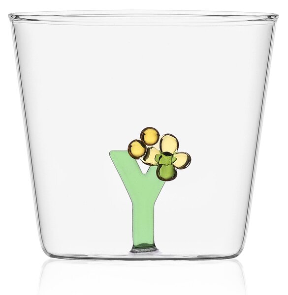 Ichendorf Bicchiere in vetro tumbler con alfabeto fiorito lettera "Y" - GreenWood