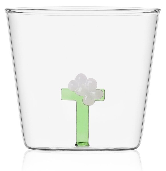 Ichendorf Bicchiere in vetro tumbler con alfabeto fiorito lettera "T" GreenWood Vetro Verde