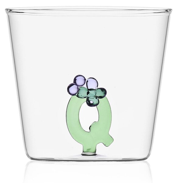 Ichendorf Bicchiere in vetro tumbler con alfabeto fiorito lettera "Q" - GreenWood