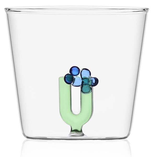 Ichendorf Bicchiere in vetro tumbler con alfabeto fiorito lettera "U" - GreenWood