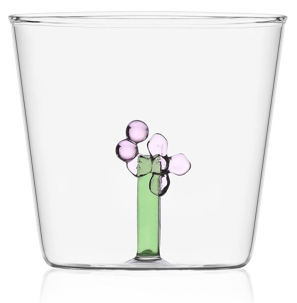 Ichendorf Bicchiere in vetro tumbler con alfabeto fiorito lettera "I" GreenWood Vetro Verde
